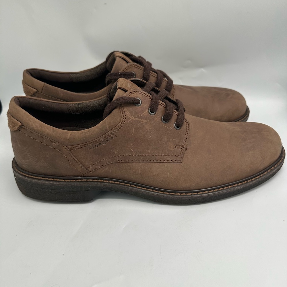 ECCO Shoes Mens Size 12-12.5 / EU 46 Leather Brown Lace-Up Derby Dress Shoe Heel - Picture 10 of 11